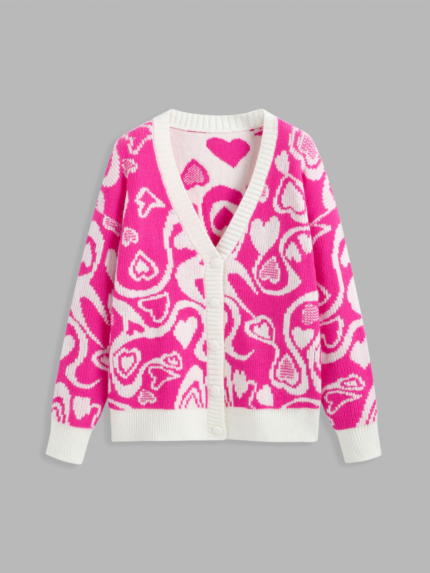 Graphic V-neck Button Up Cardigan