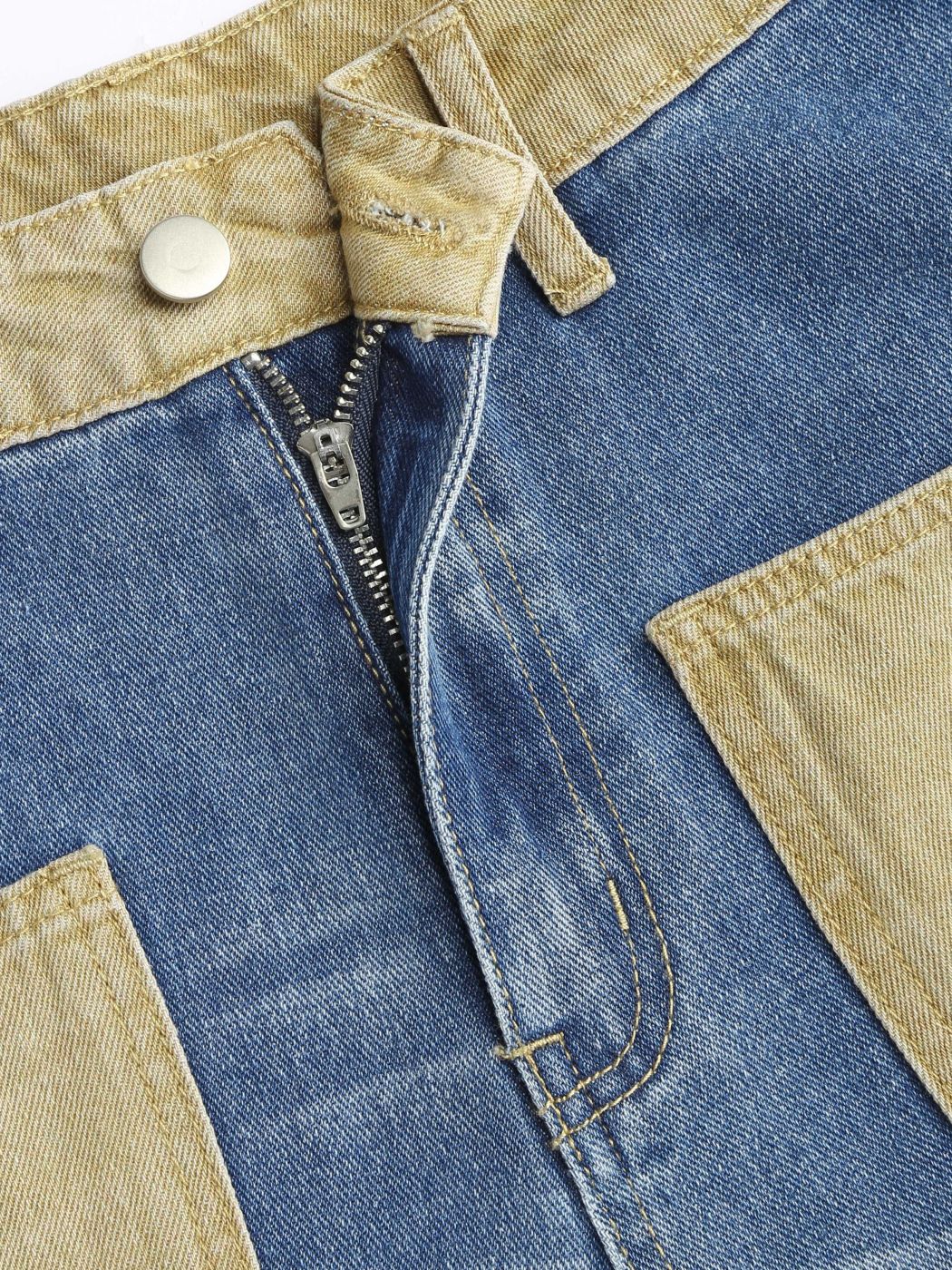 Denim Patchy Straight Leg Jeans For School Daily Casual