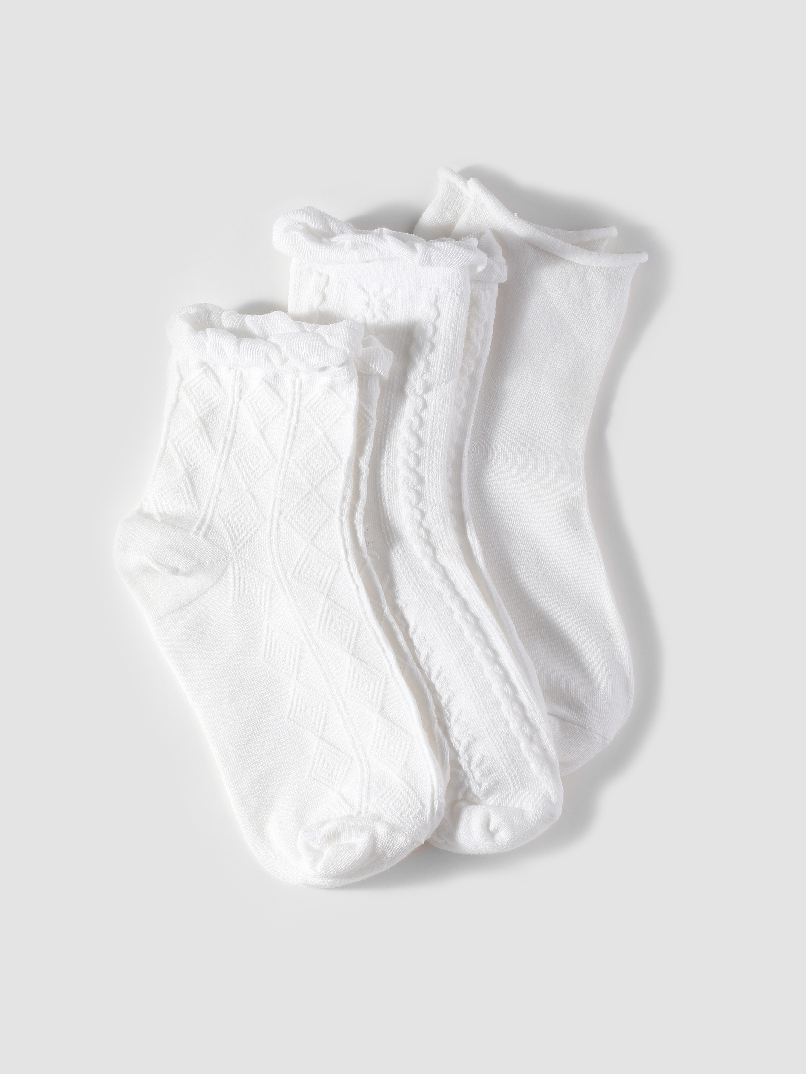 PC 3 Pairs Solid Cable Classic Knit Socks Set For School Work Holiday Home