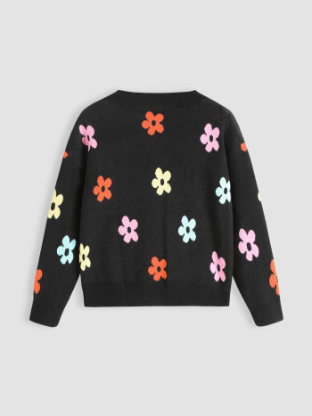 Christmas Floral Button Up Cardigan Curve & Plus For School Daily ...