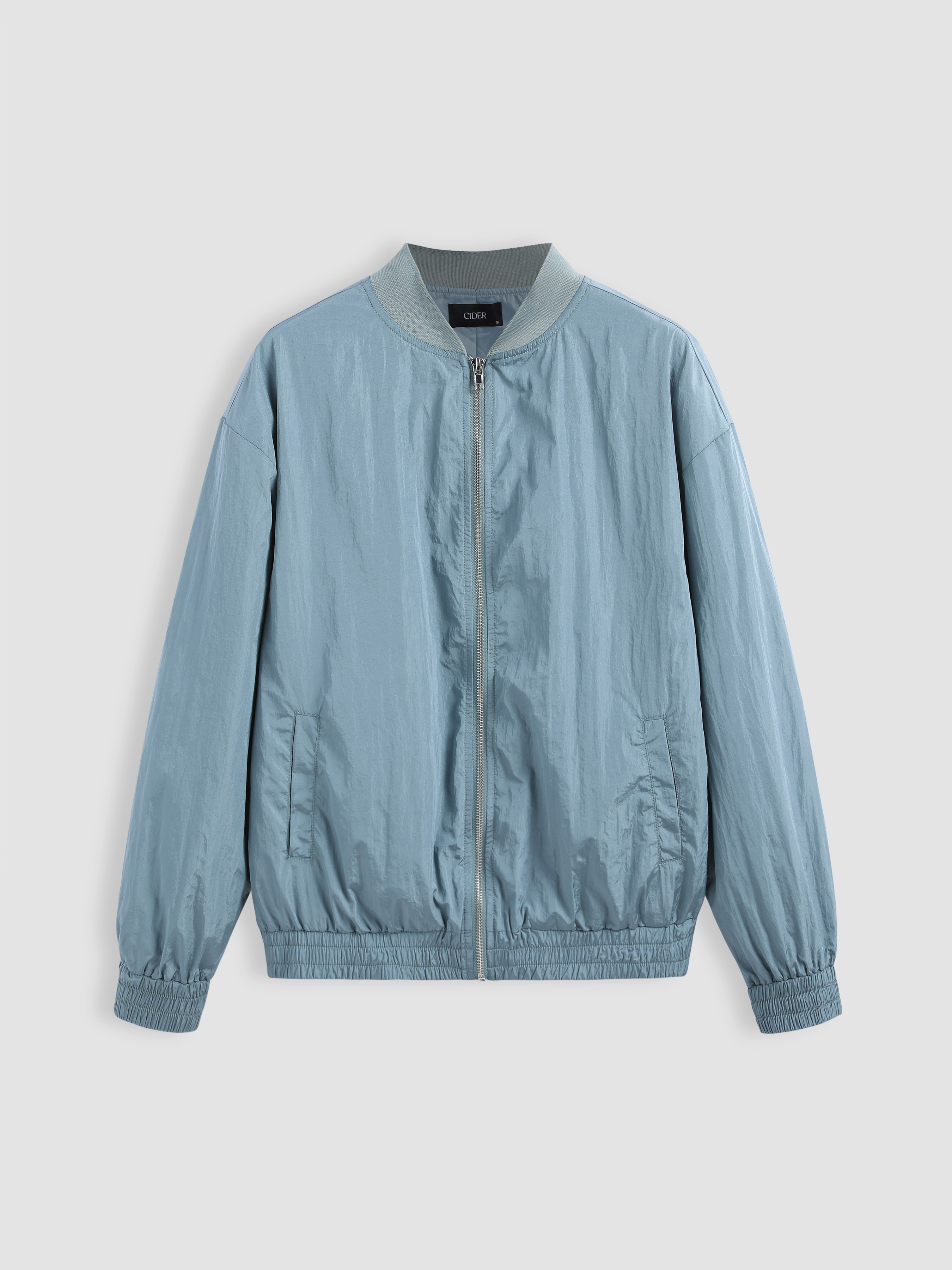 Woven Solid Zipper Up Oversized Top - Cider