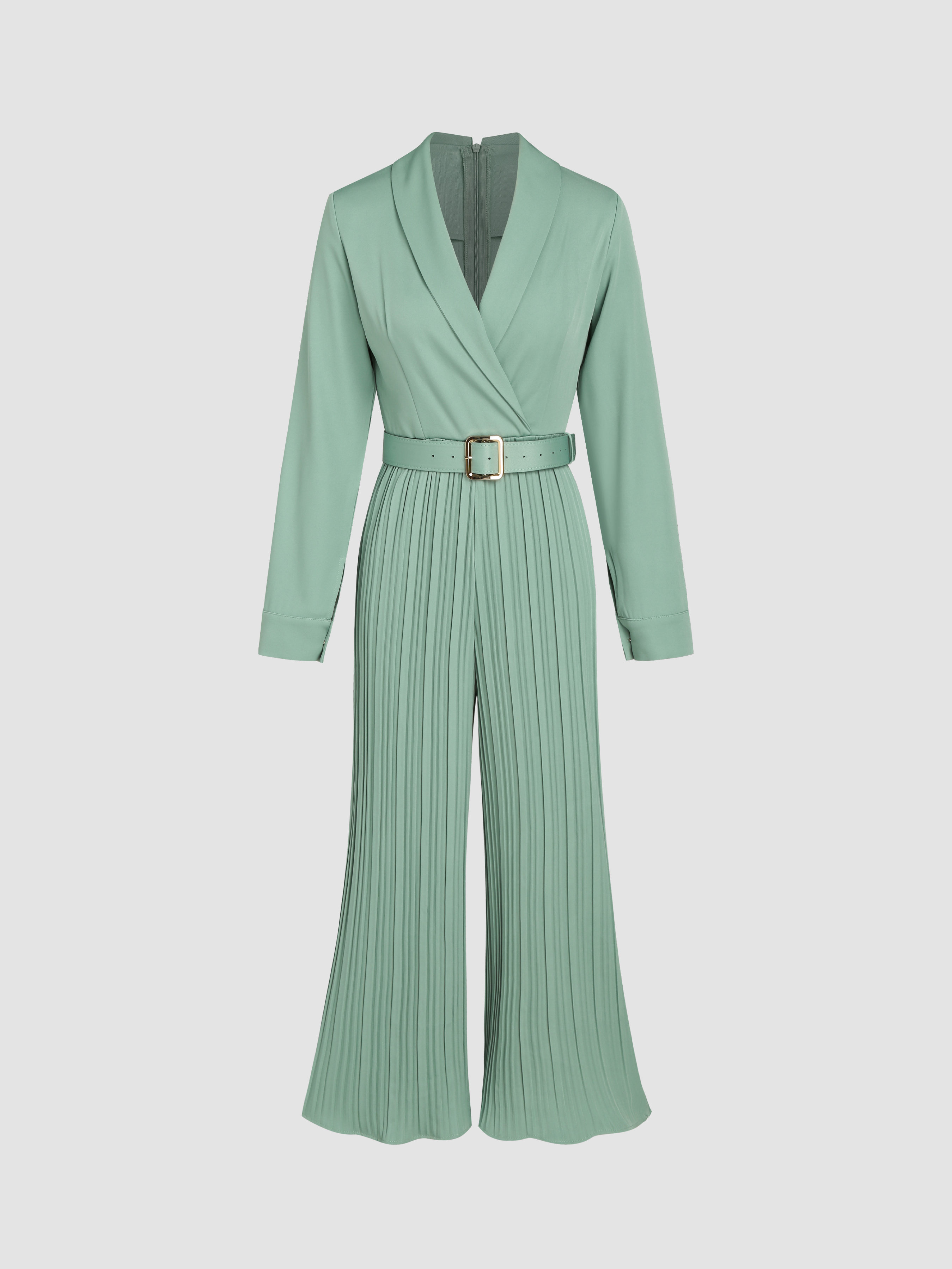 Woven Solid Wide Leg Jumpsuit With Belt Cider
