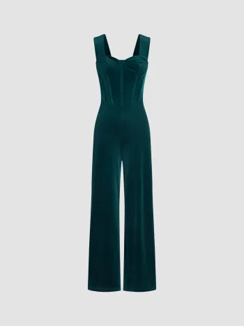  Samt Retro Einfarbiger Overall