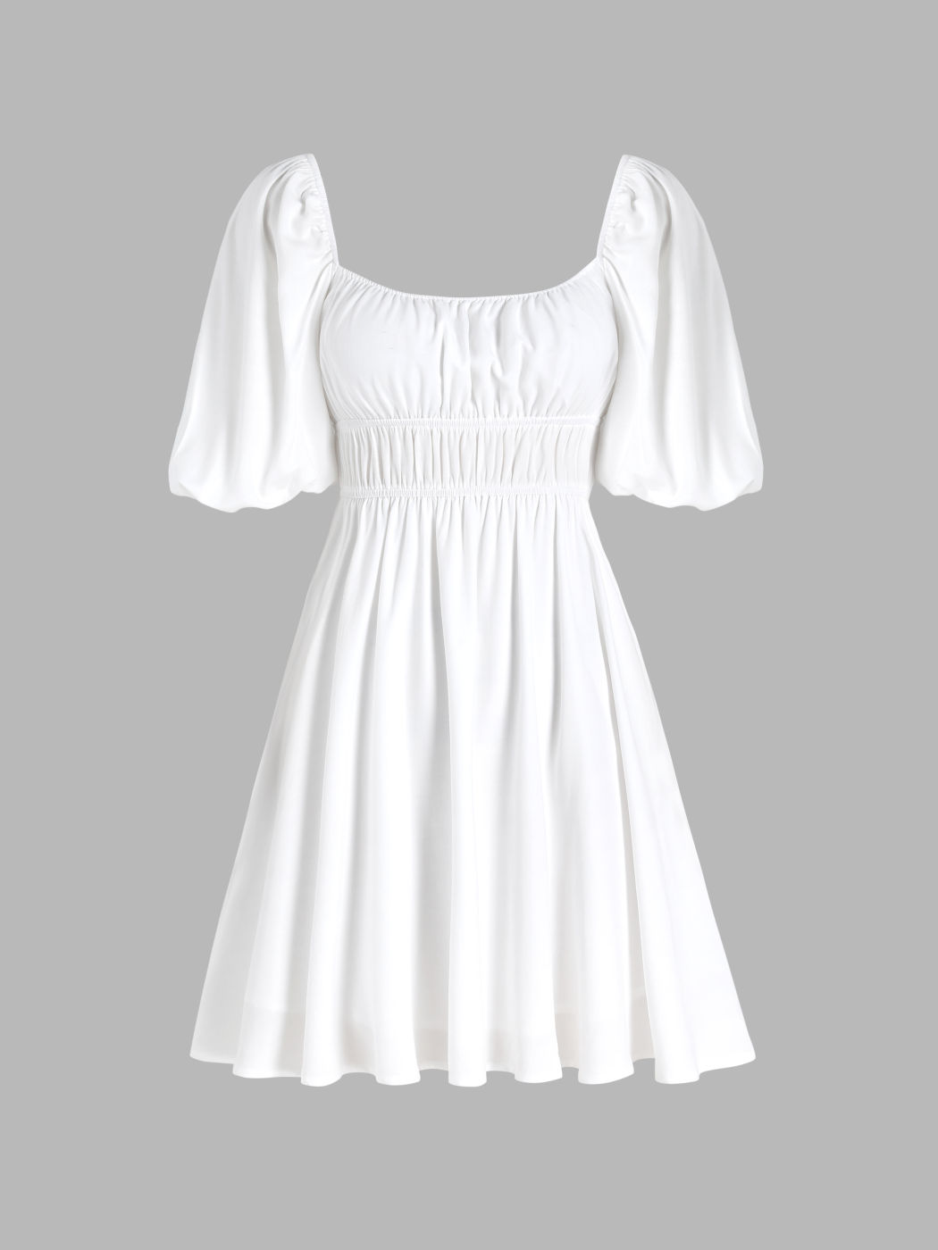  Einfarbiges Minikleid mit Puffärmeln