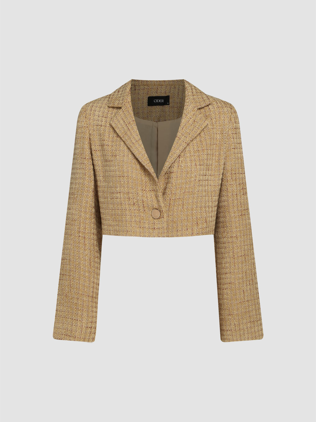 Crop-Blazer mit gekerbtem Kragen aus Tweed