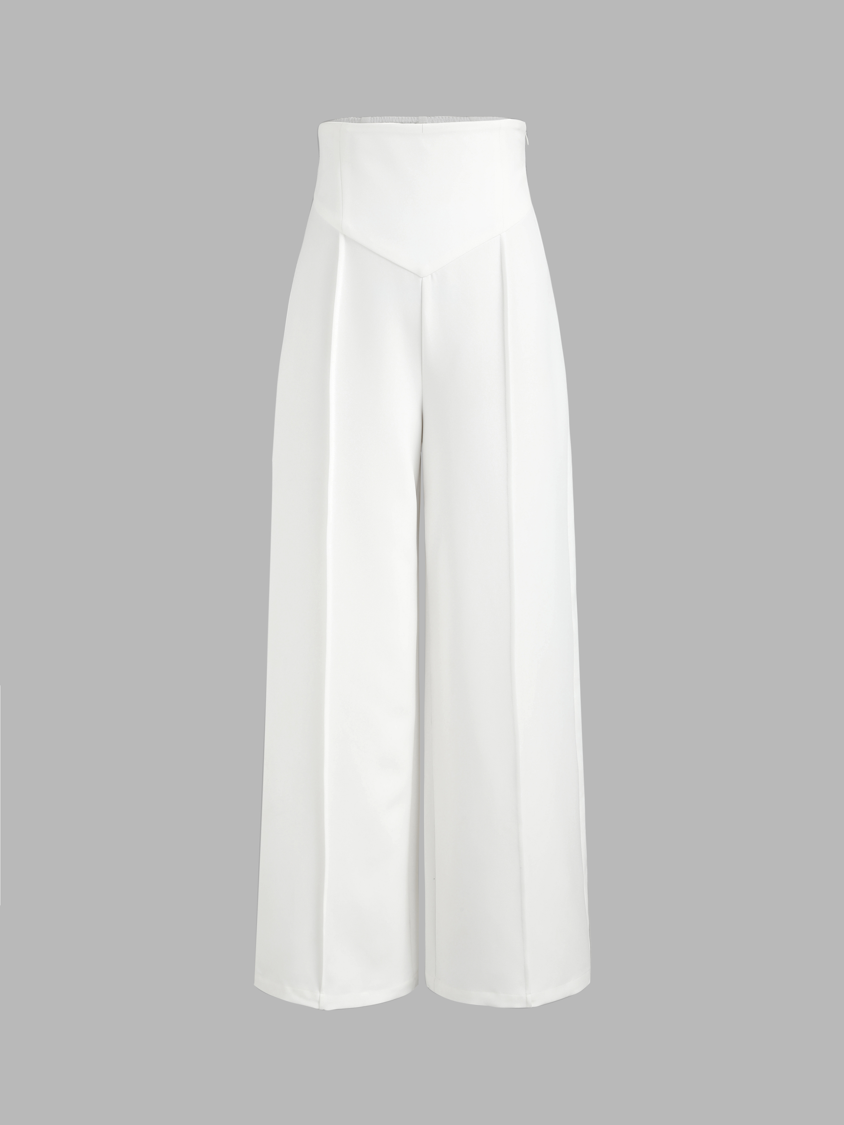 Solid High Waist Knitted Wide Leg Trousers