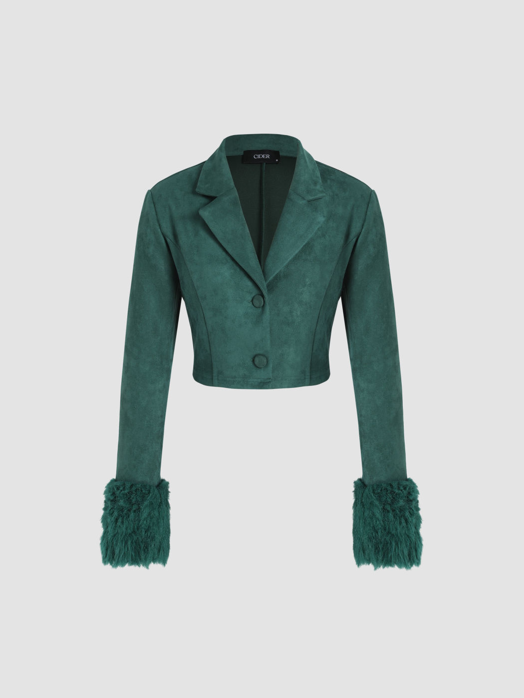 Suede Solid Fluffy Crop Blazer