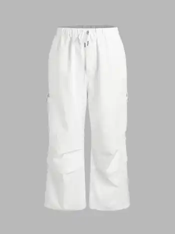 Denim Cargo-Hosen mit Reißverschluss und Taschen Kurve & Plus
