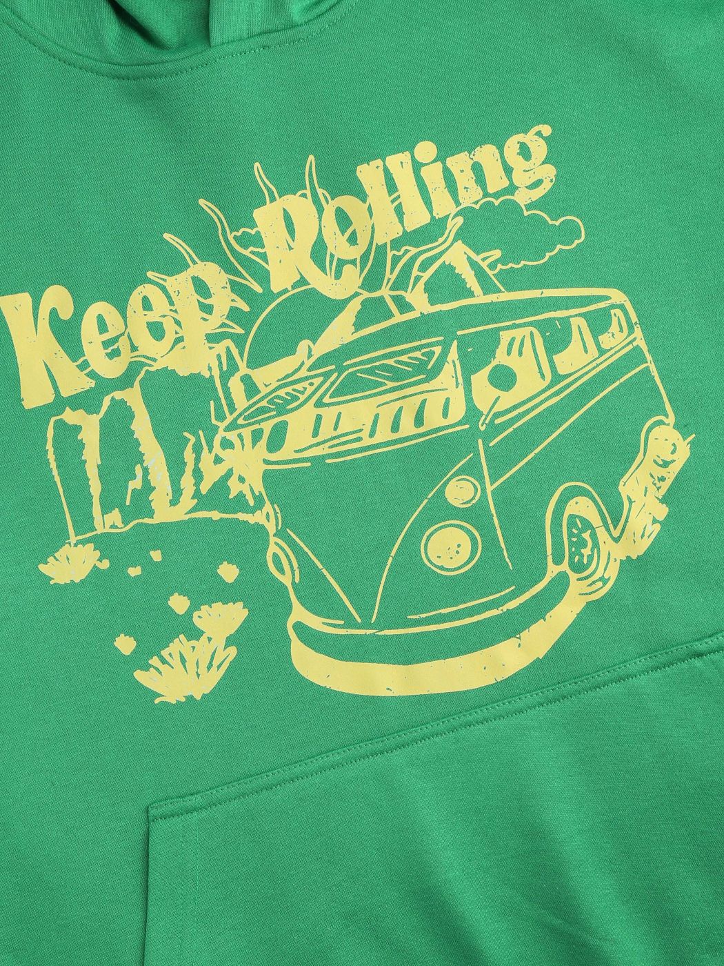 Terry Bus Pattern Drawstring Oversized Hoodie