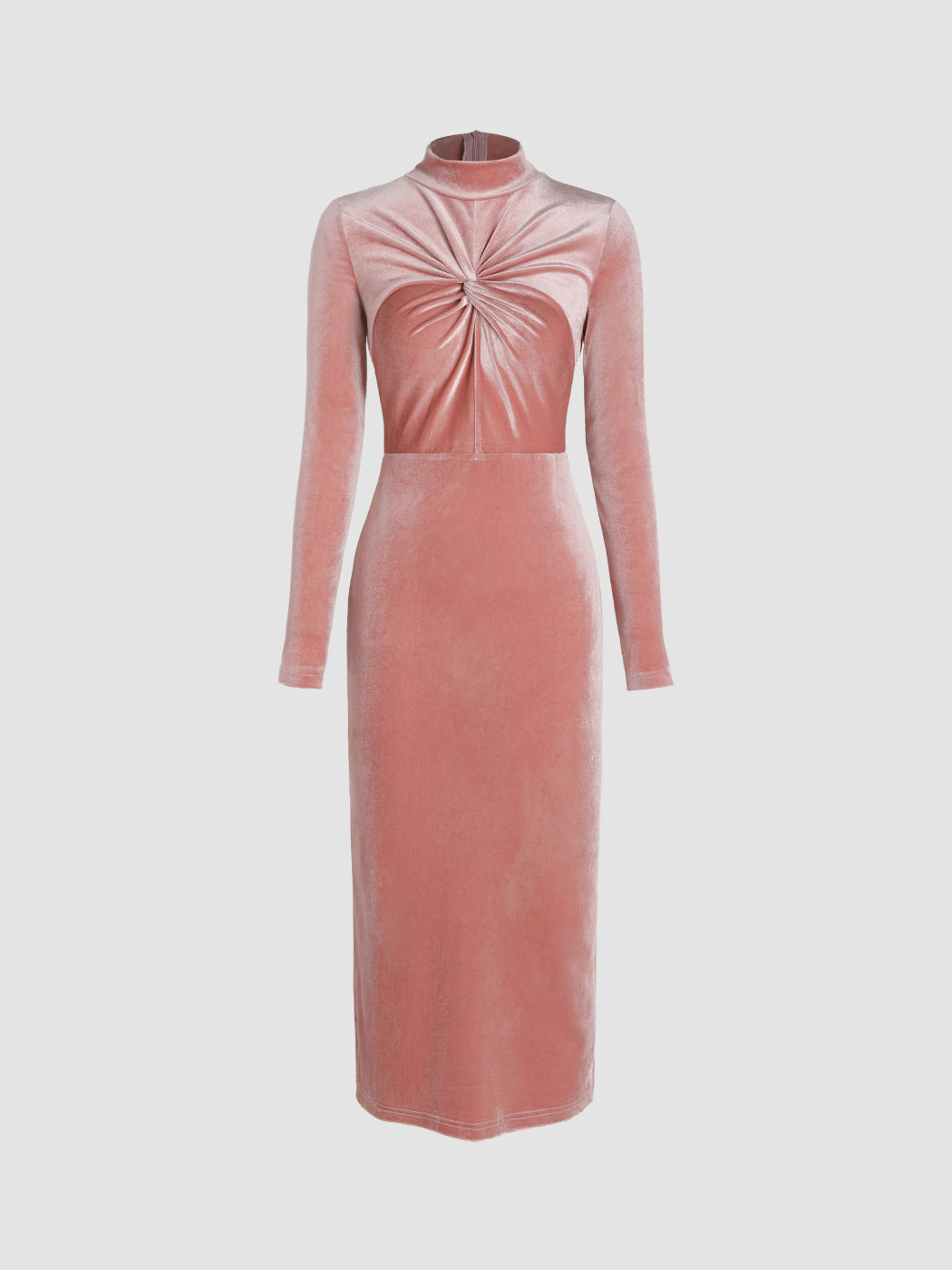 Velvet Solid Twist Midi Dress