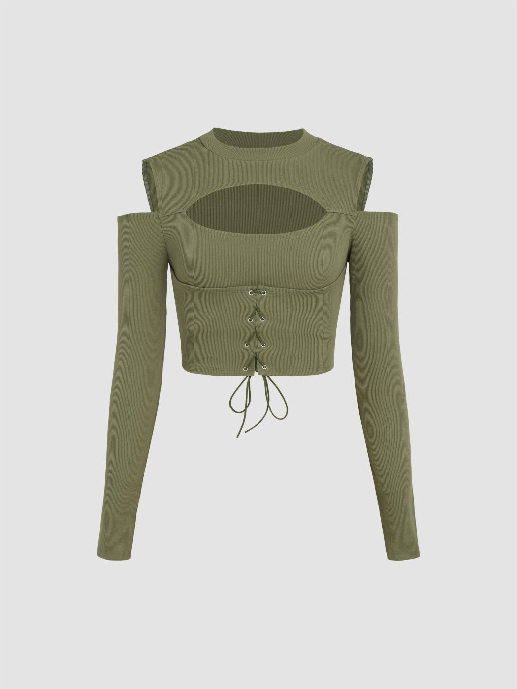 Solides Crop-Top mit Schnürung und Cut-out