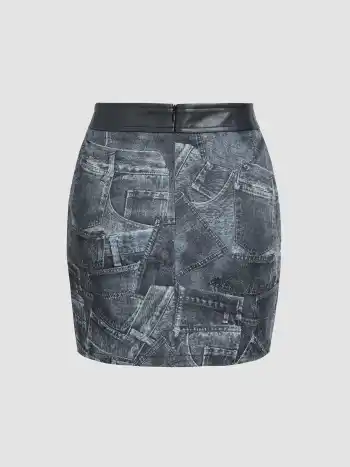 Jersey-Minirock mit mittlerer Taille