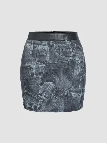 Jersey-Minirock mit mittlerer Taille