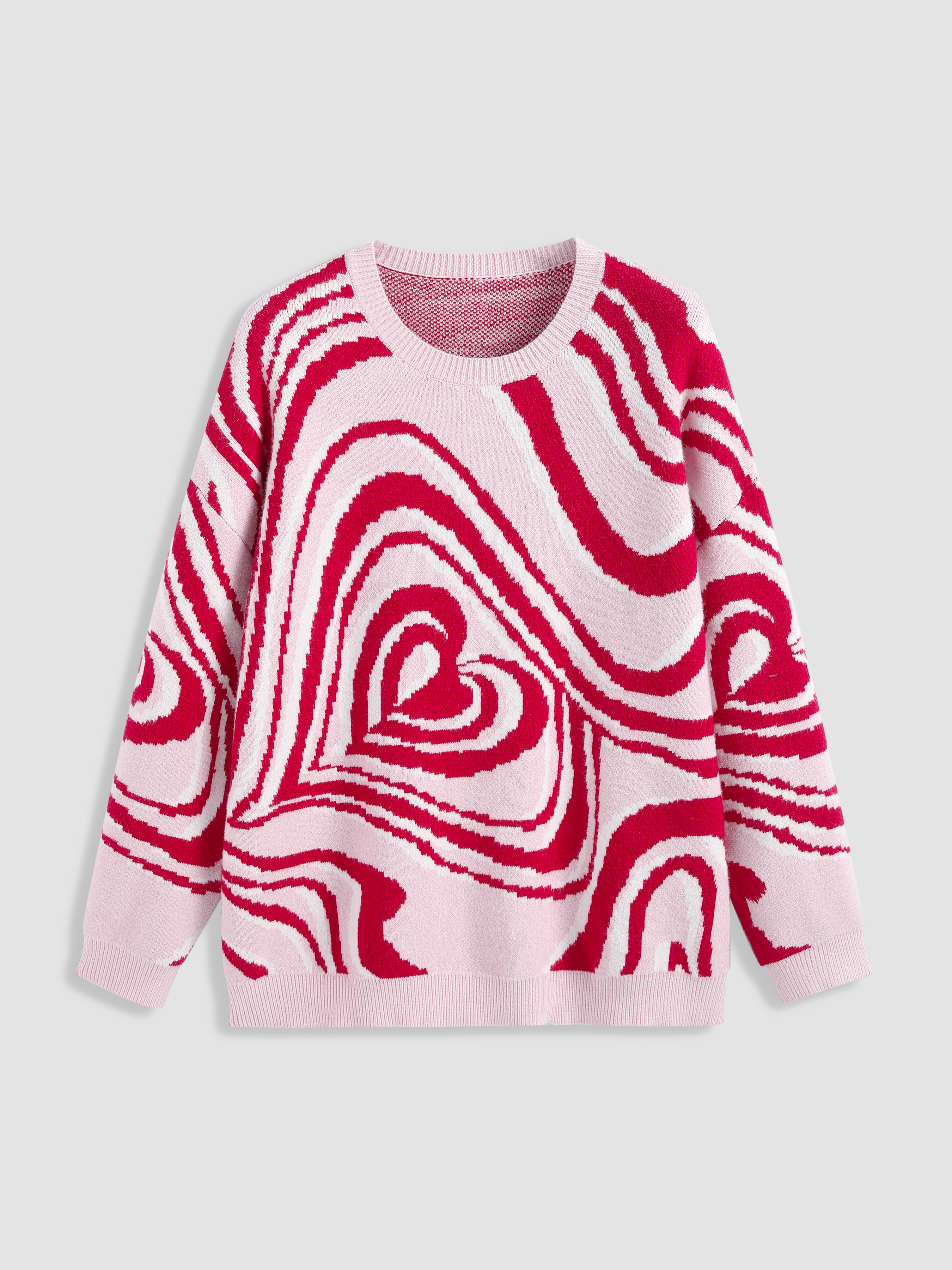 Curve & Plus Jacquard Heart Pattern Sweater Cider