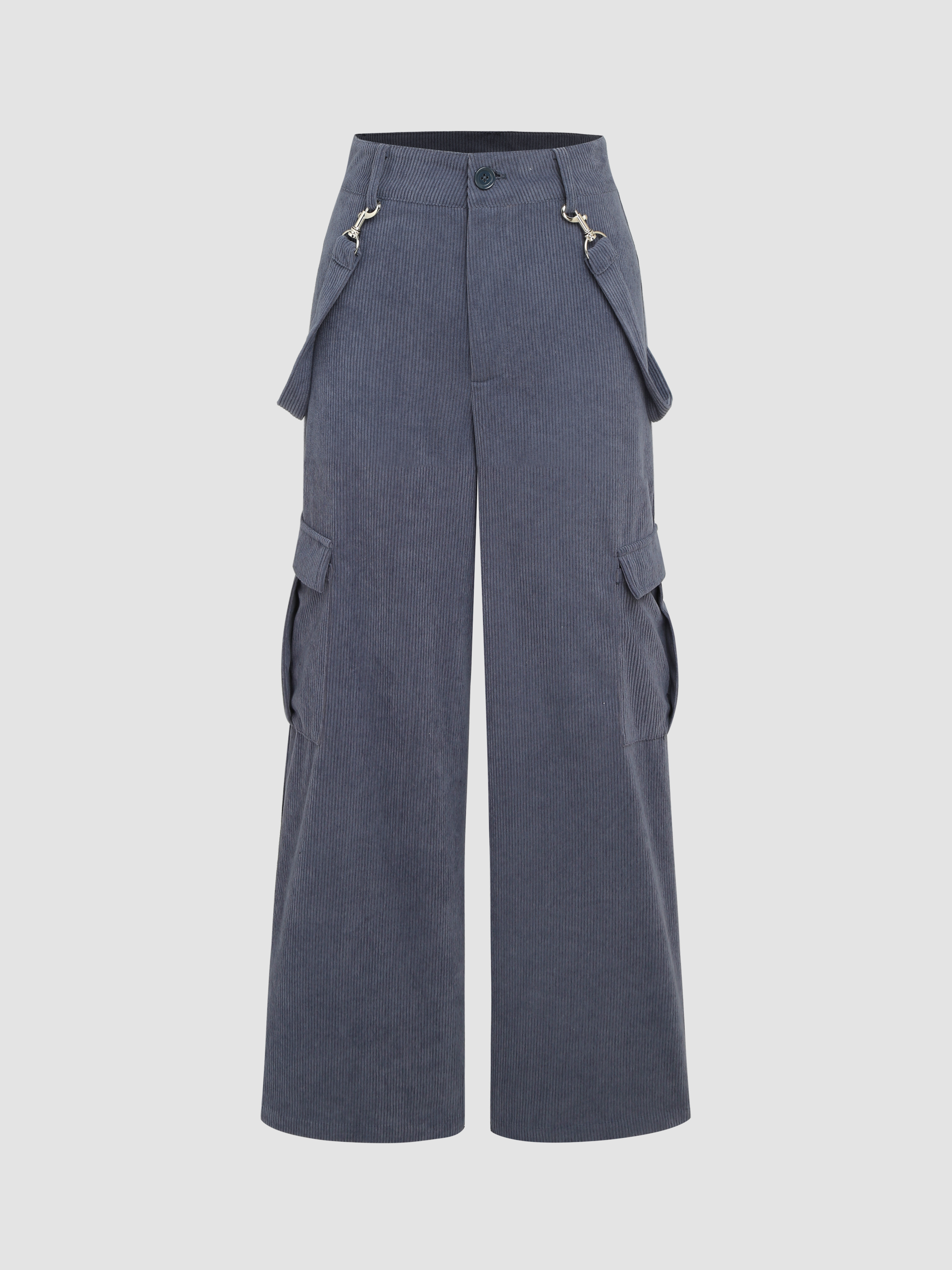 Solid Corduroy Pinafore Cargo Jumpsuit Cider
