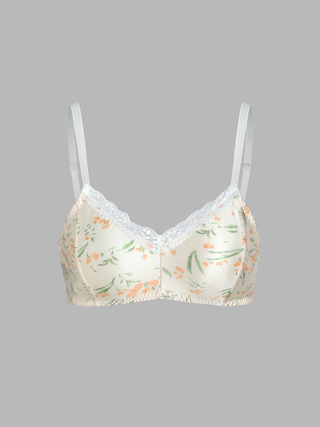  Satin-Spitzenbesatz Blumen-Triangle-Bralette