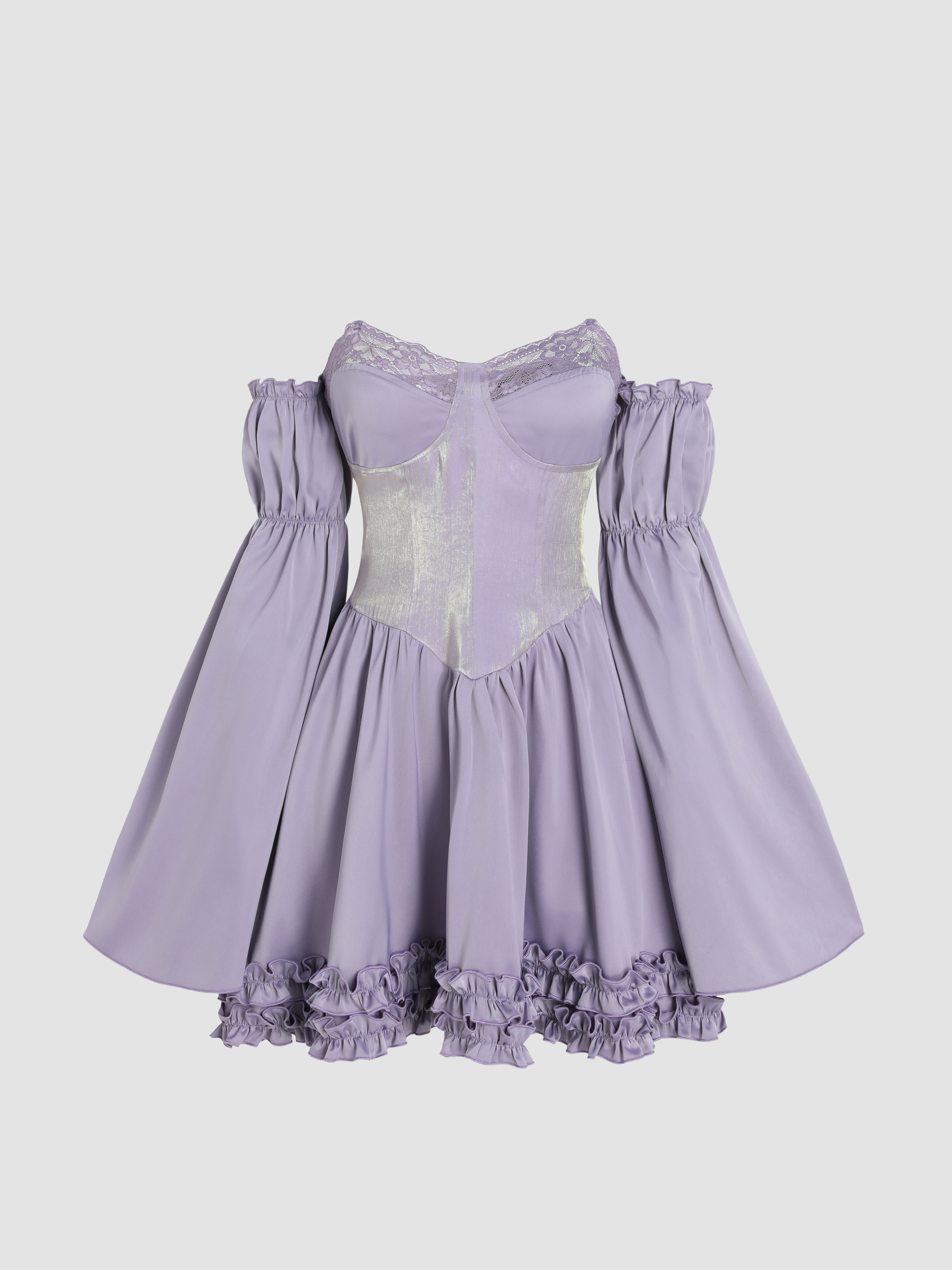 Lace Trim Mini Dress With Strap