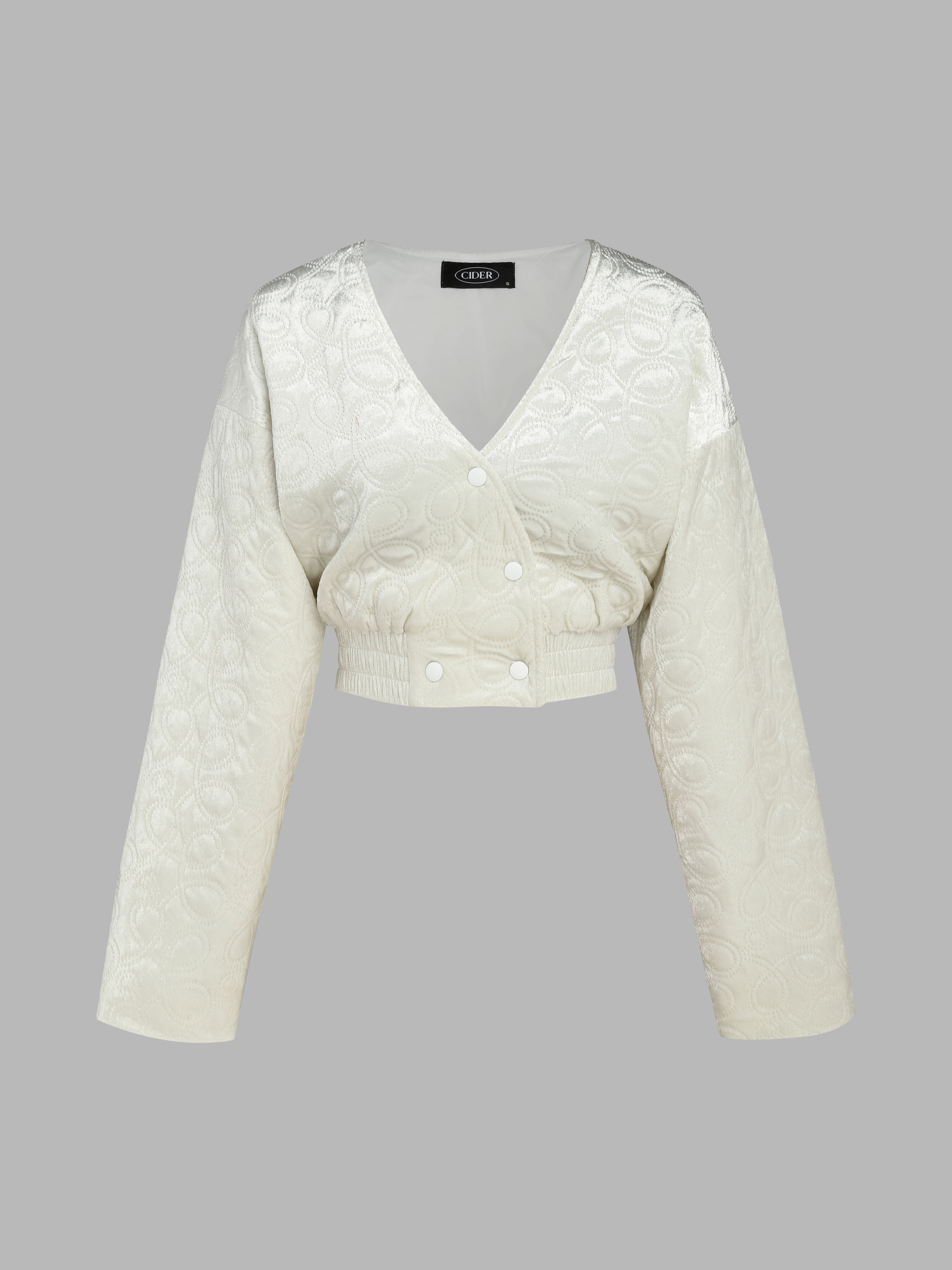 Solid Velvet V-neck Crop Jacket