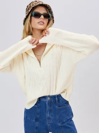 Weave Knit Zipped Sweatshirt