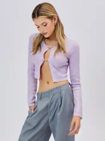 Solid Zopfstrick-Crop-Cardigan
