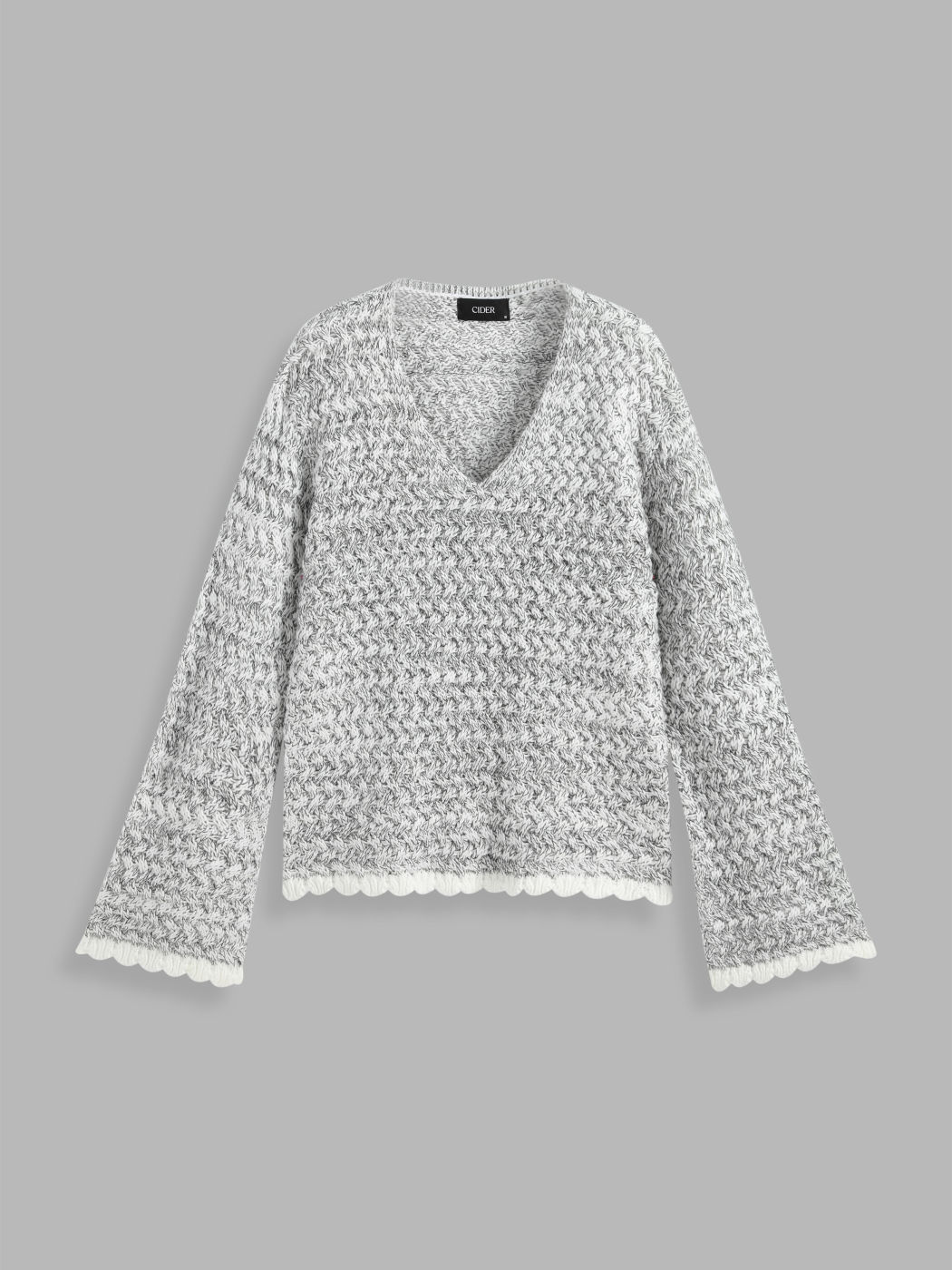 Übergroßer Pullover mit V-Ausschnitt und Glockenärmeln