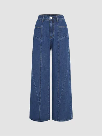 Jeans baggy con tasca a vita media
