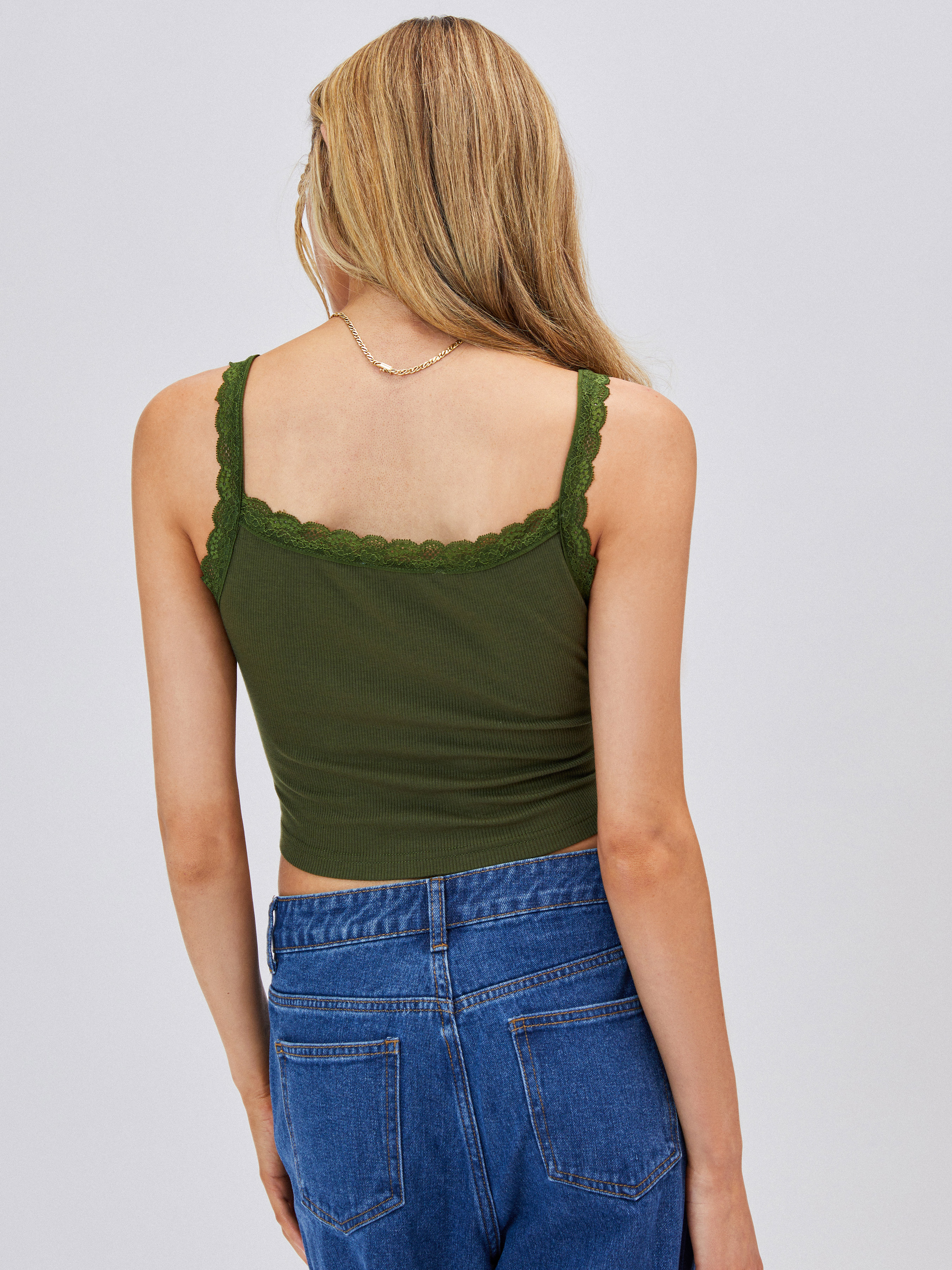 Textured Ponte Crop Tank With Solid Trim - Simone Aviv