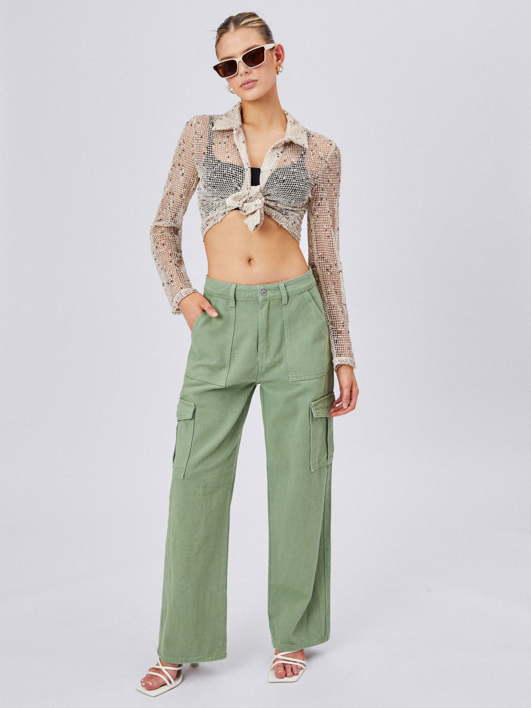 Alessia Einfarbige Cargo-Jeans