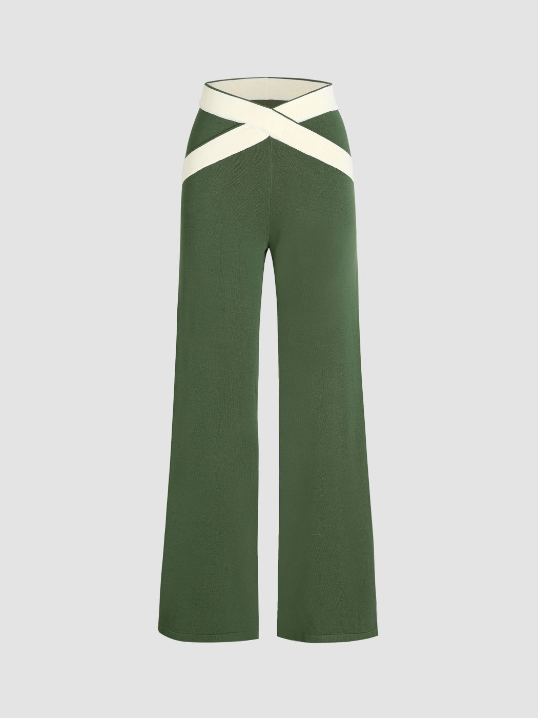 High Waist Contrast Waistband Knit Pants