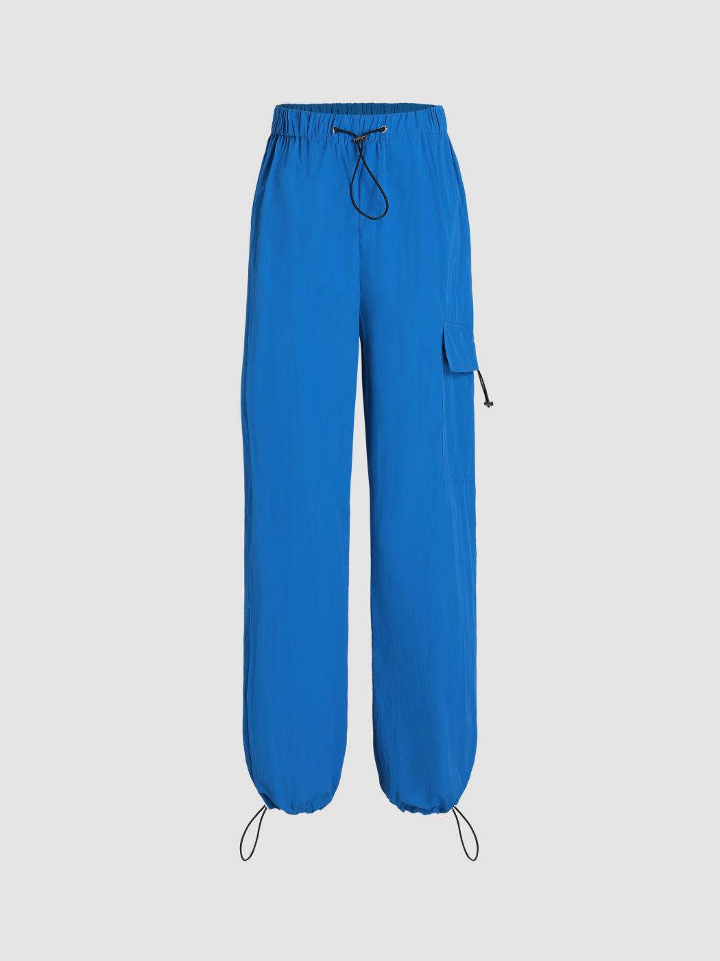 Solid Drawstring Trousers With Pocket