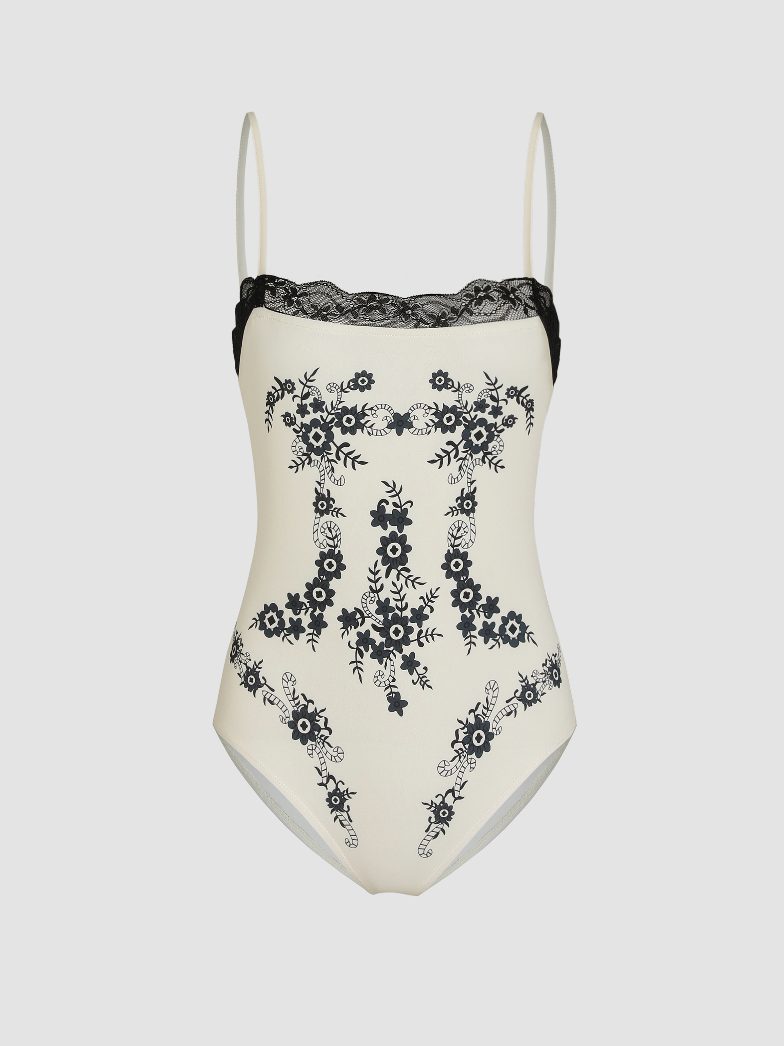 Floral Lace Trim Bodysuit