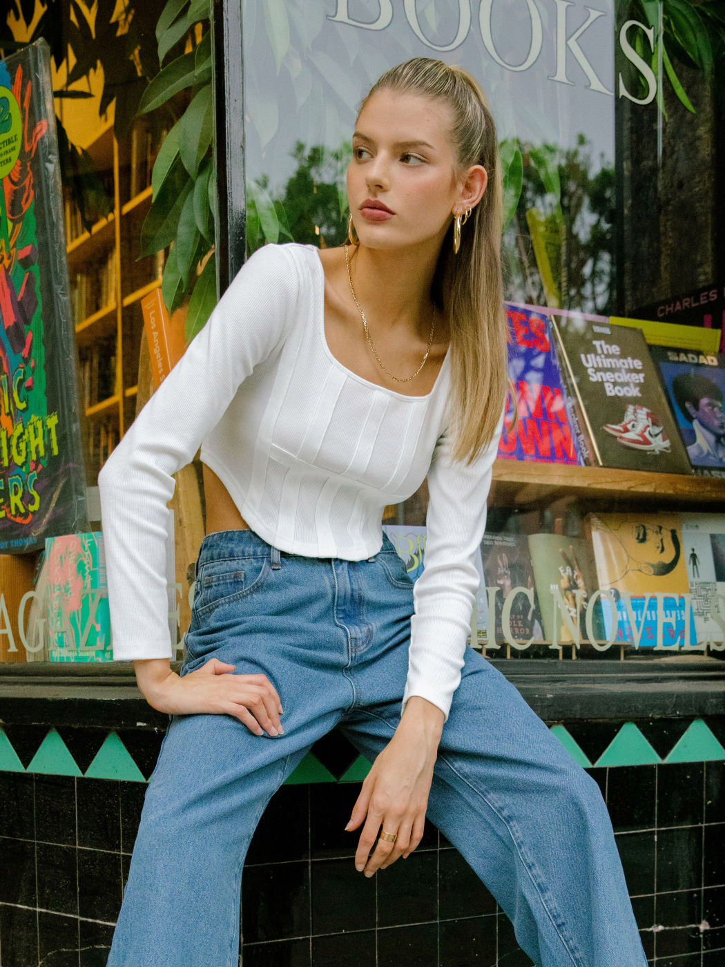 Rib Stitch Solid Crop Top