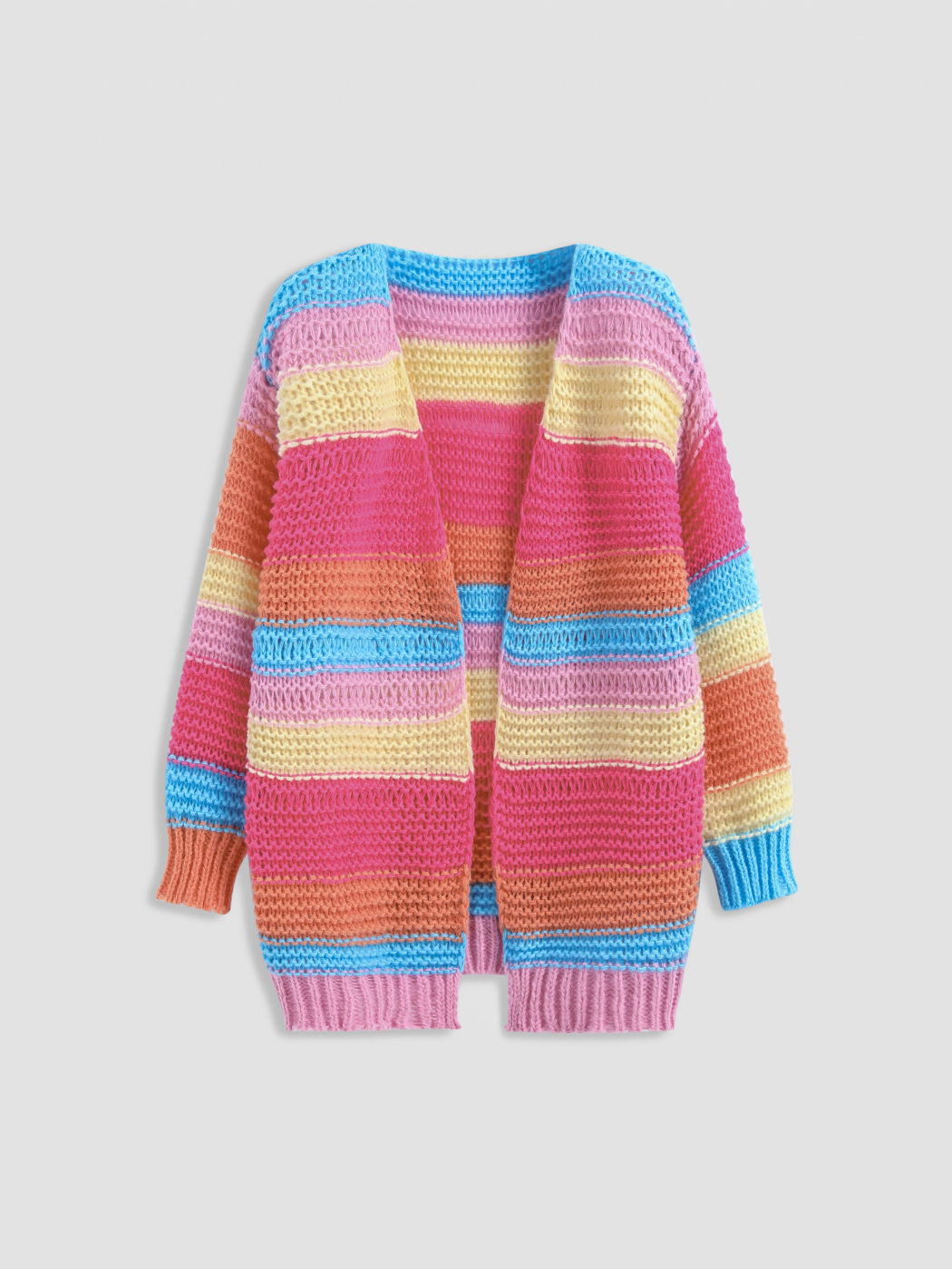 Rainbow Knitted Cardigan For School Vacation Work Holiday