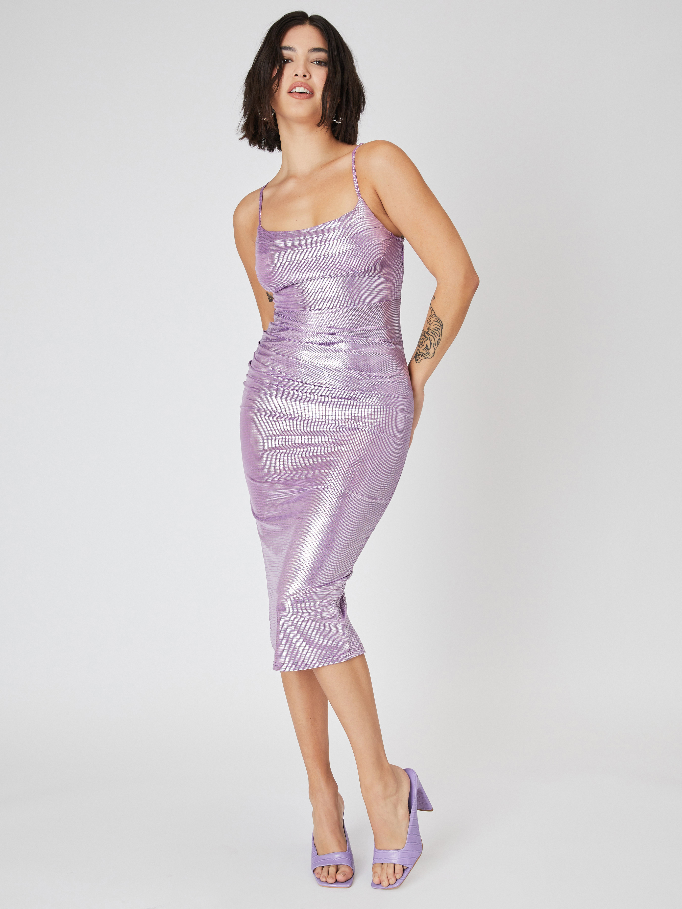 Metallic Ruched Dress