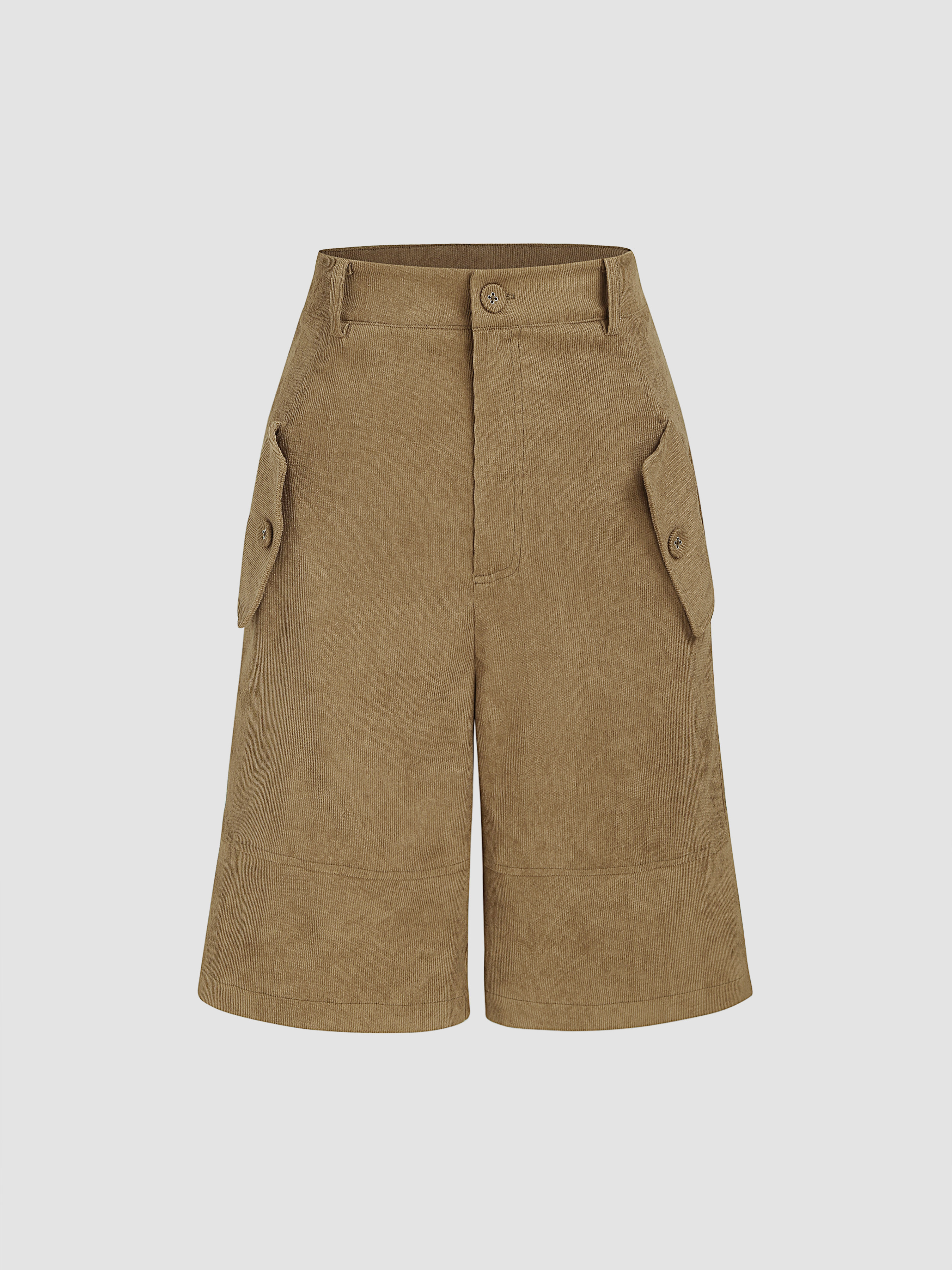 Corduroy Solid Cargo Shorts Cider