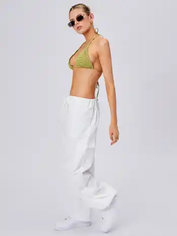 Solid Smocked Triangle Bikini Set