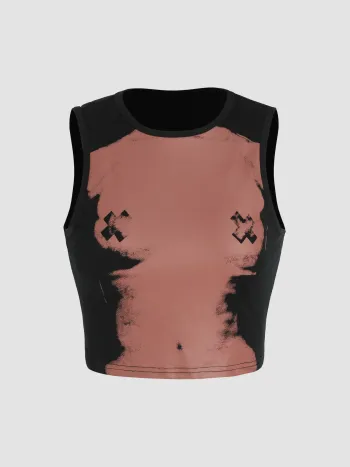 Jersey Graphic Cami Crop Top