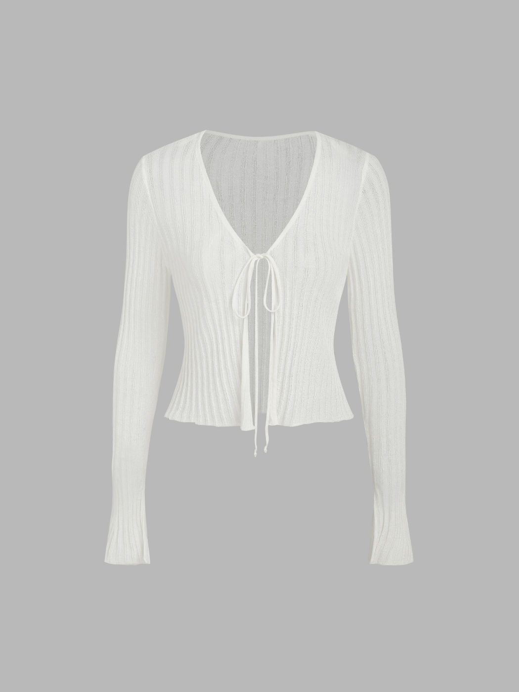 Einfarbig strukturierter geknoteter Strickjacke