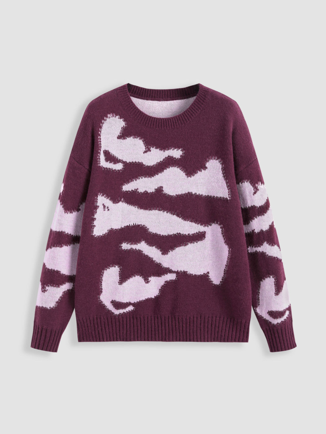 Shadowed Silhouette Graphic Knit Sweater For School Daily Casual