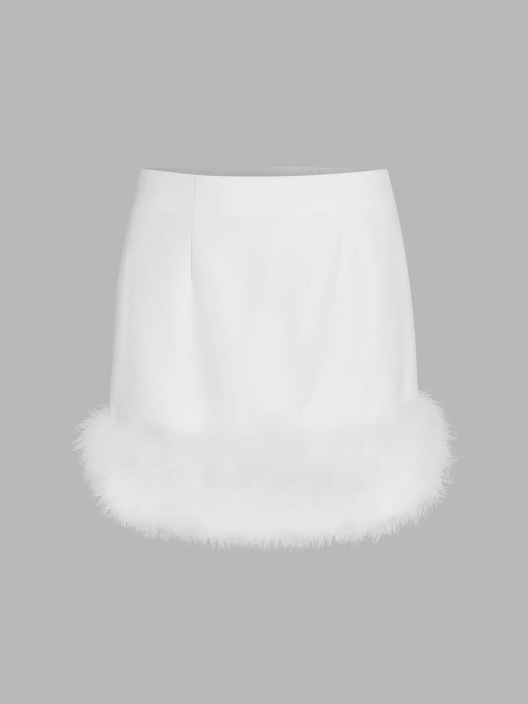 Faux Fur Hem Woven Mini Skirt