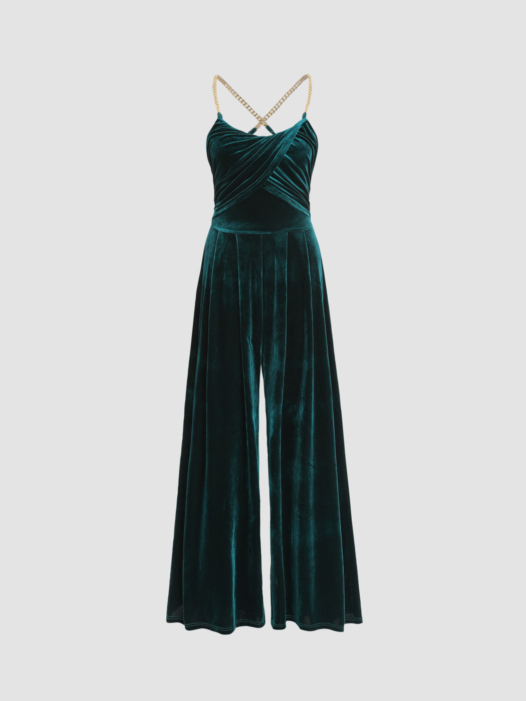 Solid Velvet Scoop Neckline Sleeveless Ruched Jumpsuit