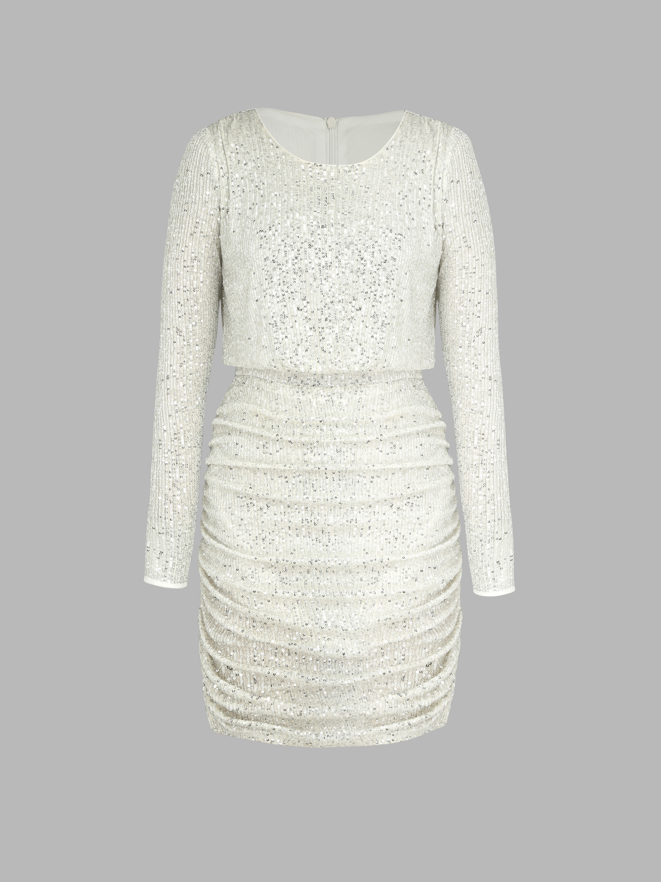 Sequin Long Sleeve Ruched Short Dress Cider