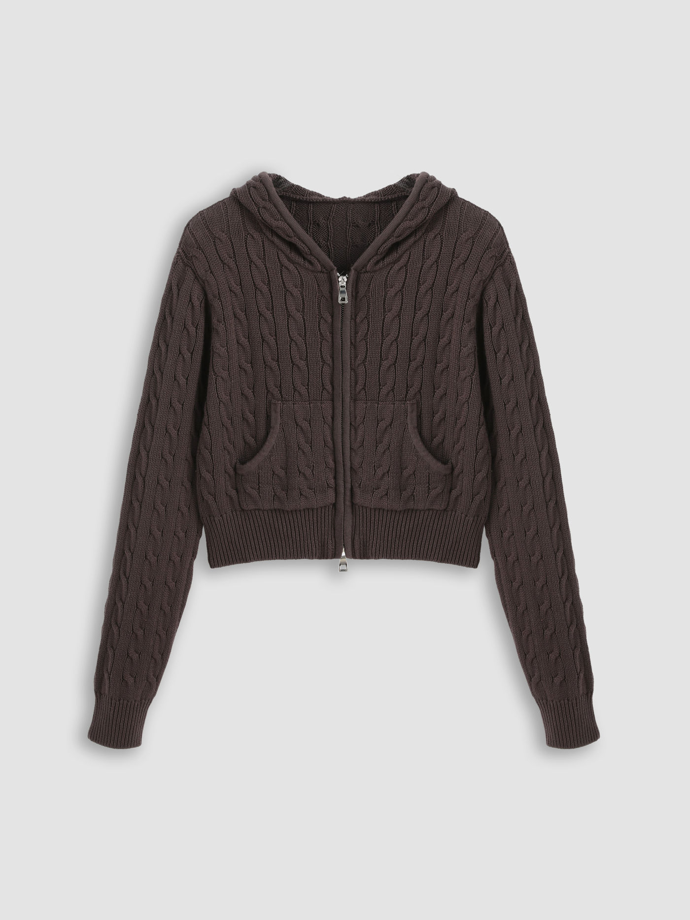 Solid Zip Up Crop Cardigan