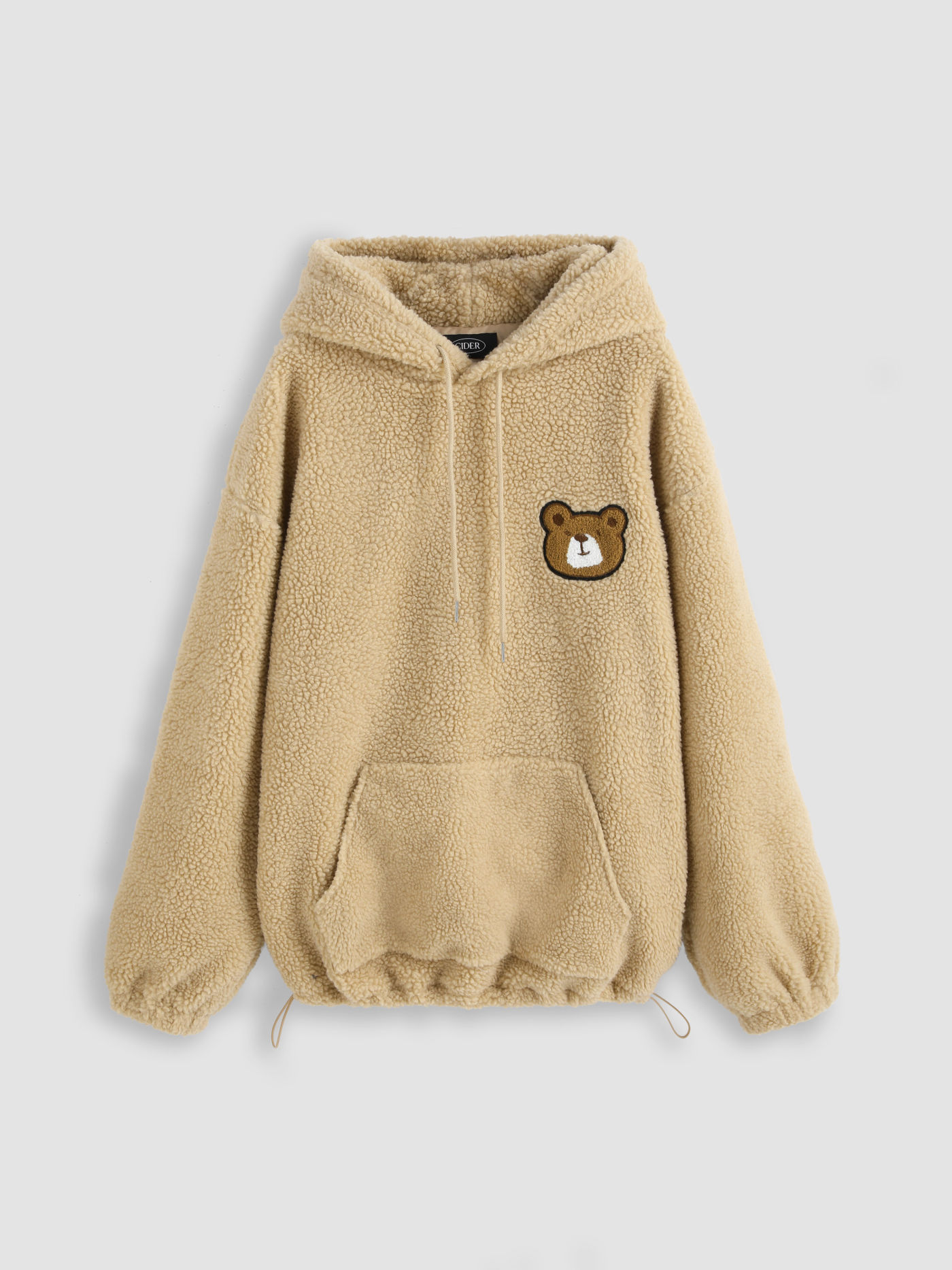 Fleece Solid Bear Oversized Hoodie