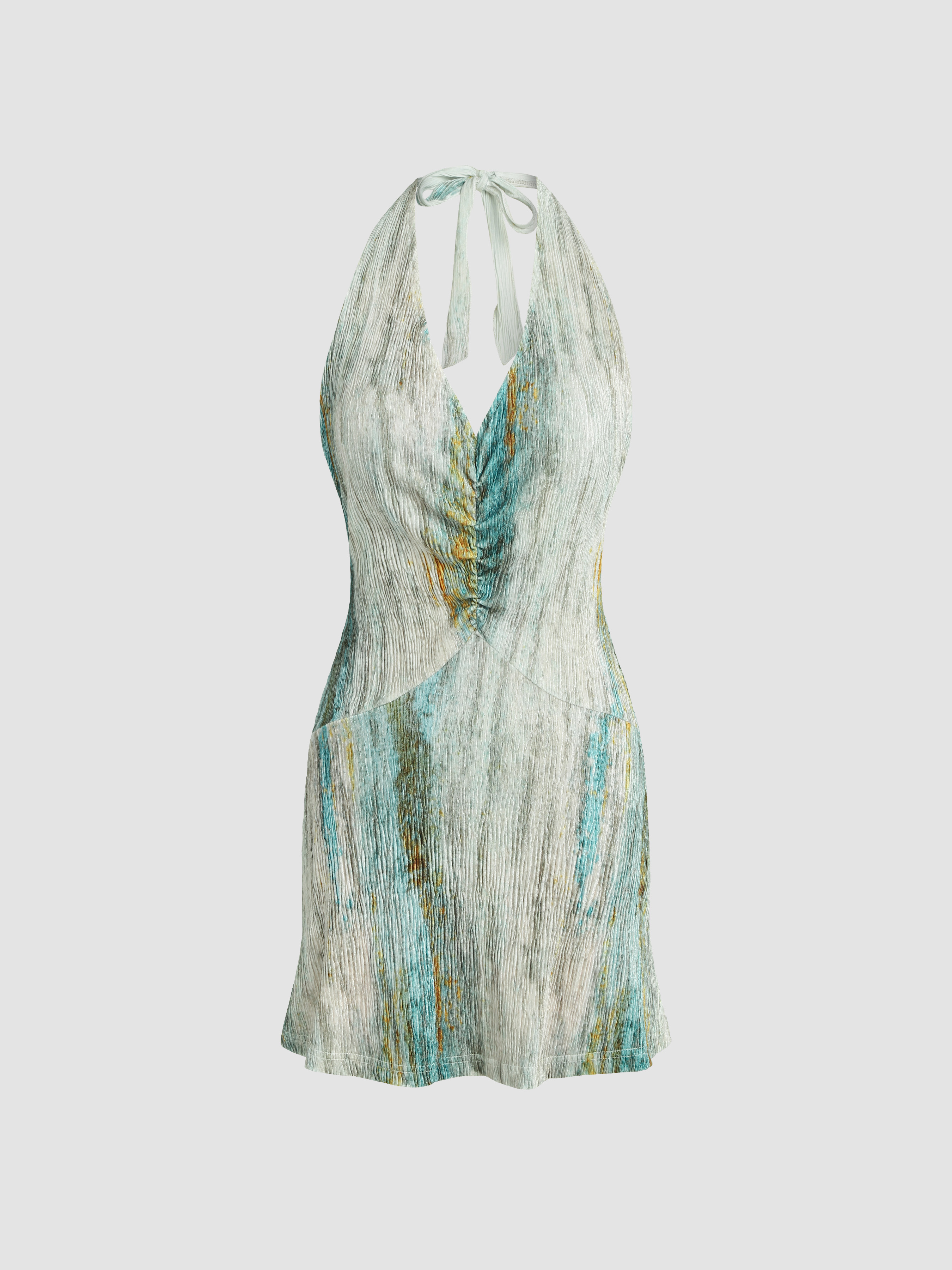 Sexy A-Line Halter V Neck Sleeveless Velvet Short-Mini Homecoming Dress