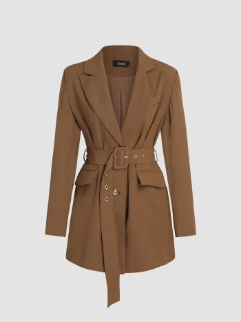 Solidr Blazer mit gekerbtem Kragen und Gürtel