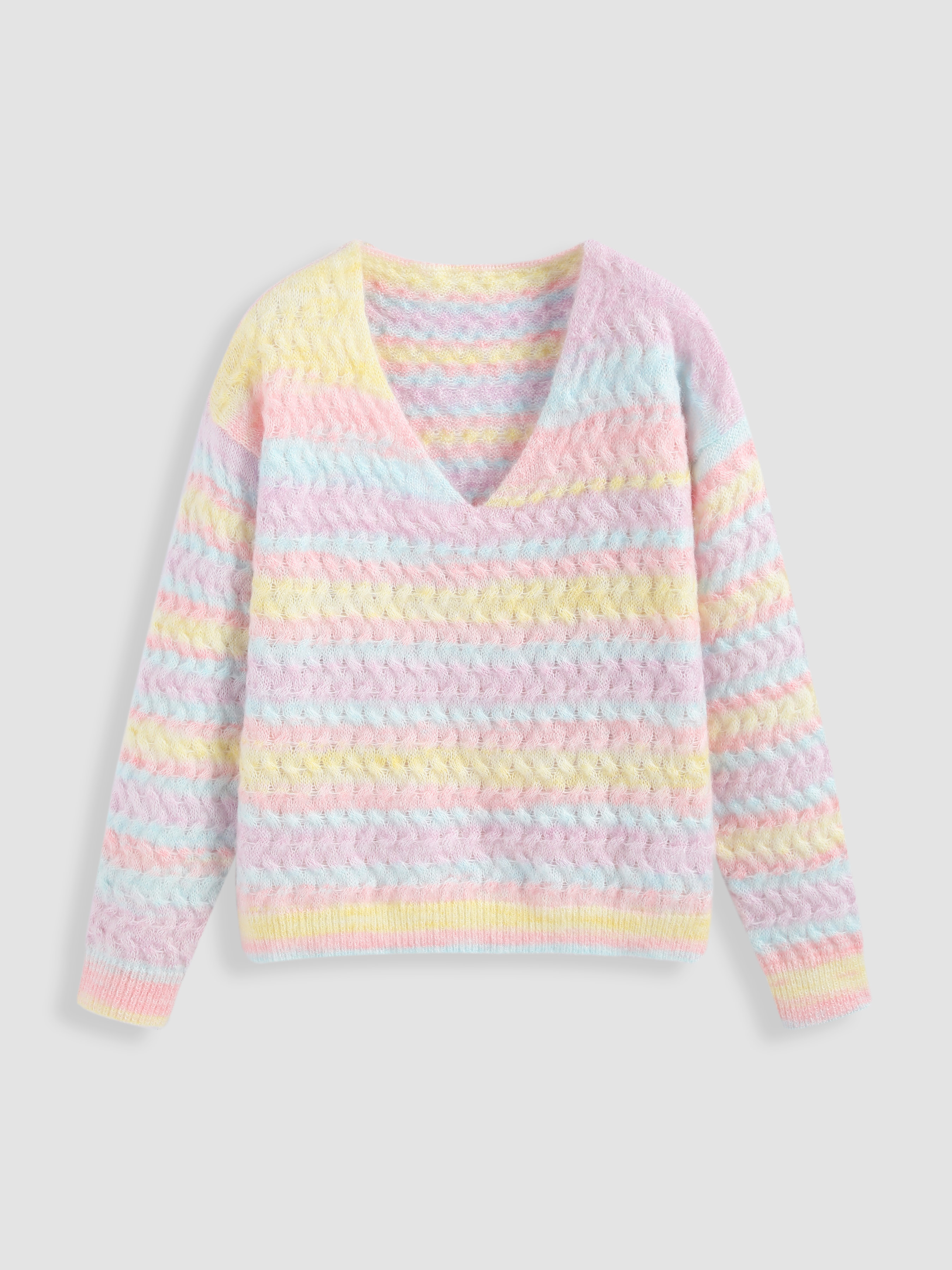 Vneck Colorful Striped Sweater Cider