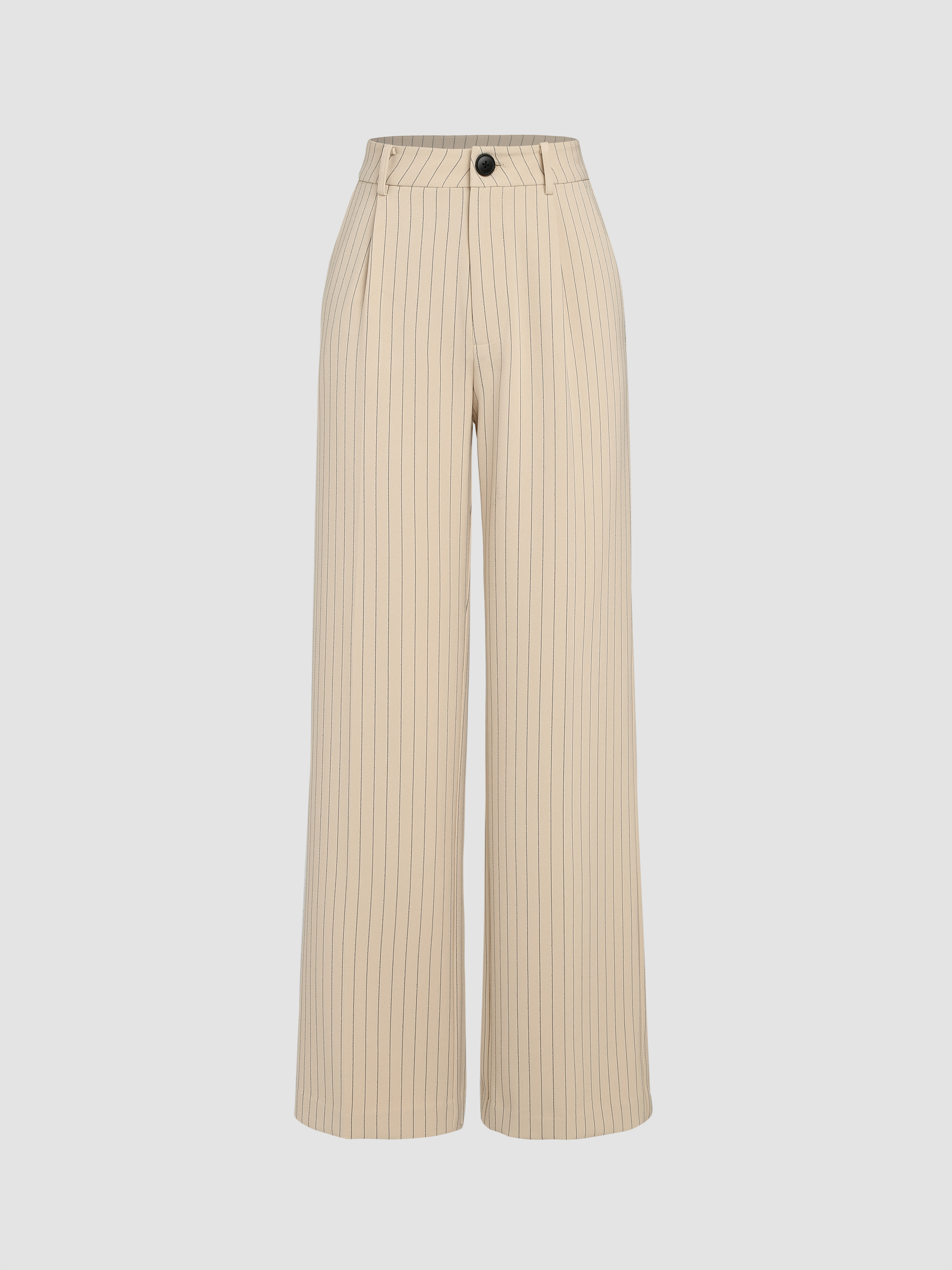 Solid Woven Striped Wide Leg Trousers - Cider