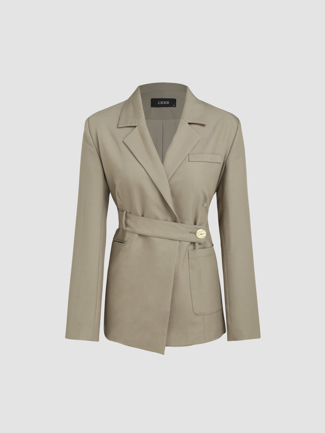 Solid Woven Button Up Blazer