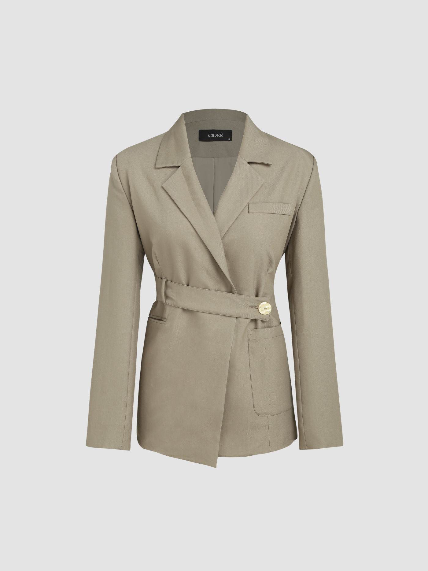 Solid Woven Button Up Blazer